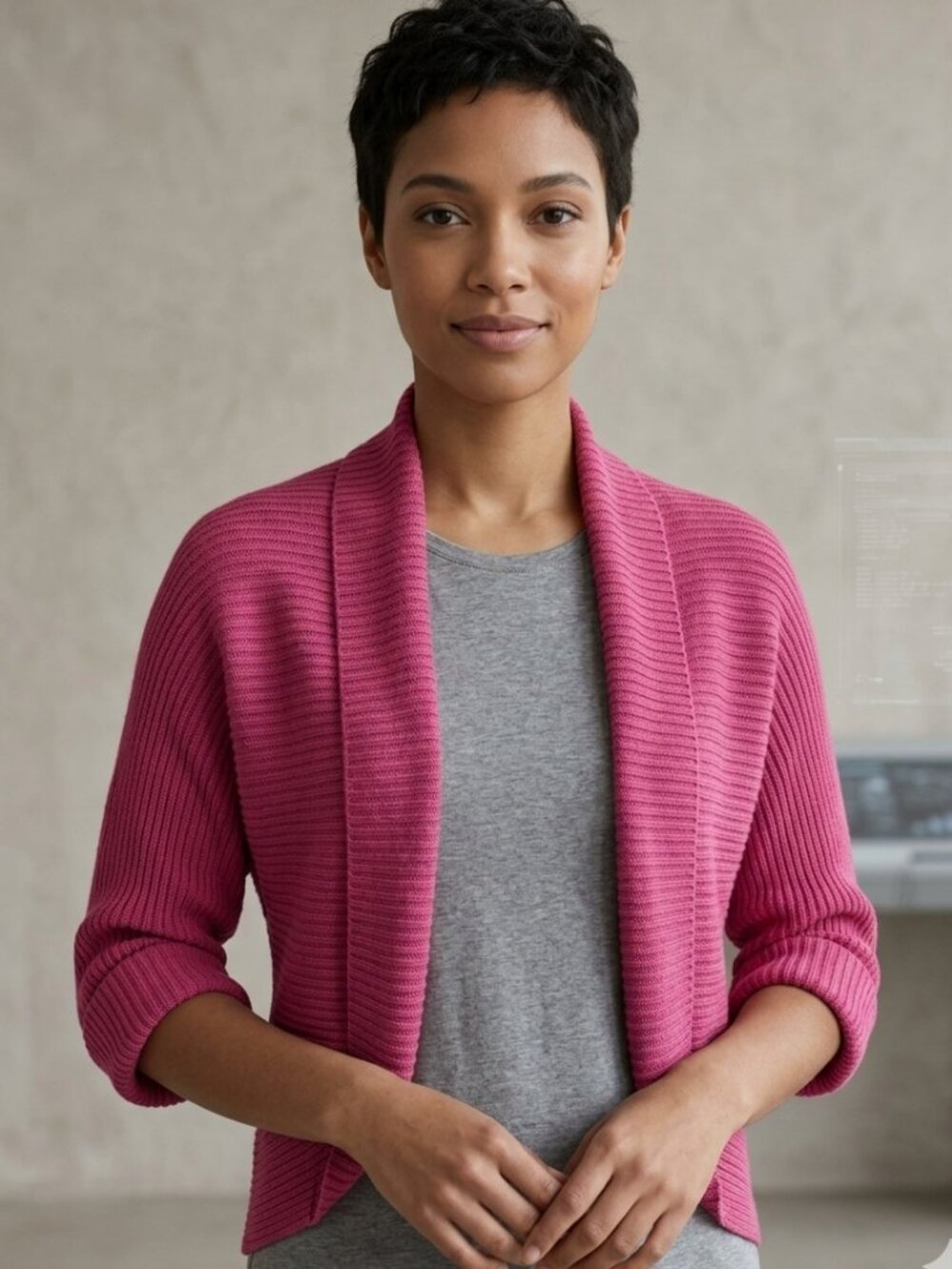 Calvin Klein Cardigan size XS Open-Front Ribbed Pink Women's Cardigan Sweater